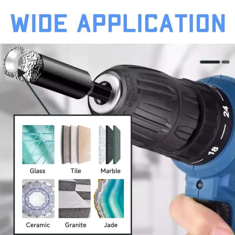 ๐ฅ49% OFF | 6Pcs Dry Diamond Drill Bit Set ๐ Hex Shank Brazed Hole Saw for Tile, Glass & Granite