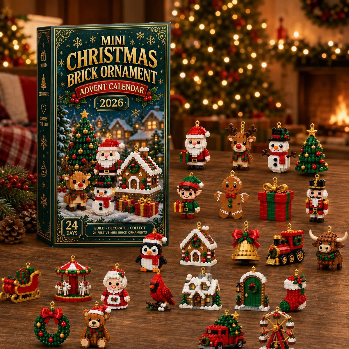 🎄🧱 Christmas Advent Calendar | 24 Mini Buildable Brick Ornaments