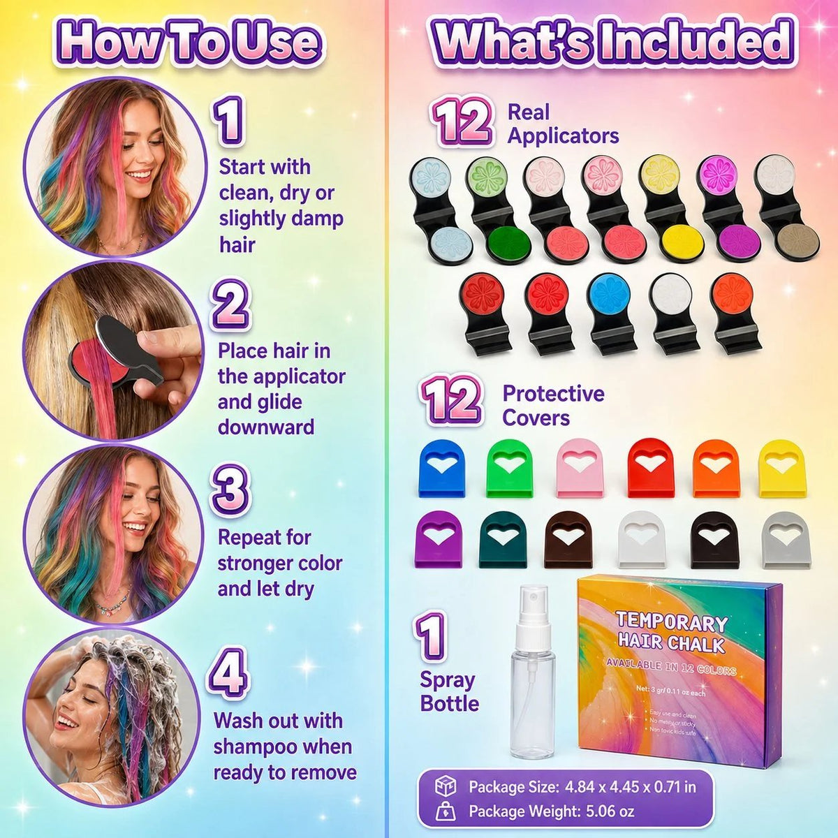 ๐ ๐12-Color Temporary Hair Chalk Applicator Set