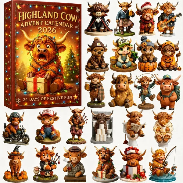 🔥LAST DAY 49% OFF-🐮 24 Days of Highland Cow Advent Calendar