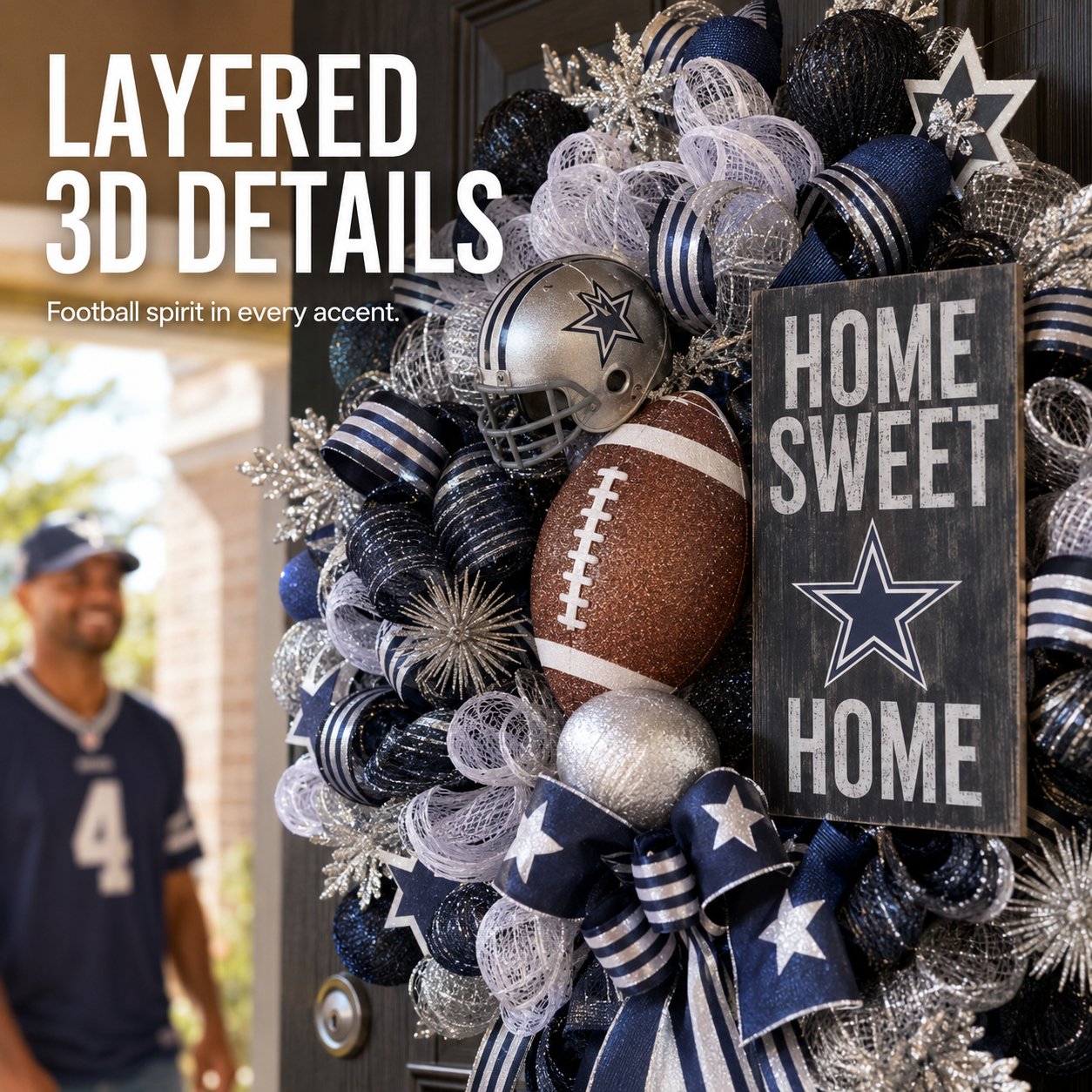 🏈Football Door Wreath – Perfect Decoration for Game Day, Tailgating & Football Season
