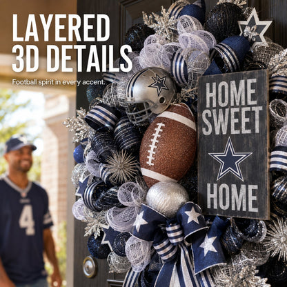 🏈Football Door Wreath – Perfect Decoration for Game Day, Tailgating & Football Season