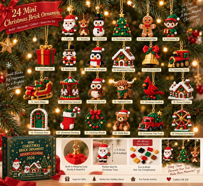 🎄🧱 Christmas Advent Calendar | 24 Mini Buildable Brick Ornaments