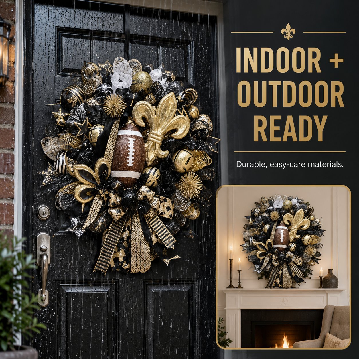 🏈Football Door Wreath – Perfect Decoration for Game Day, Tailgating & Football Season