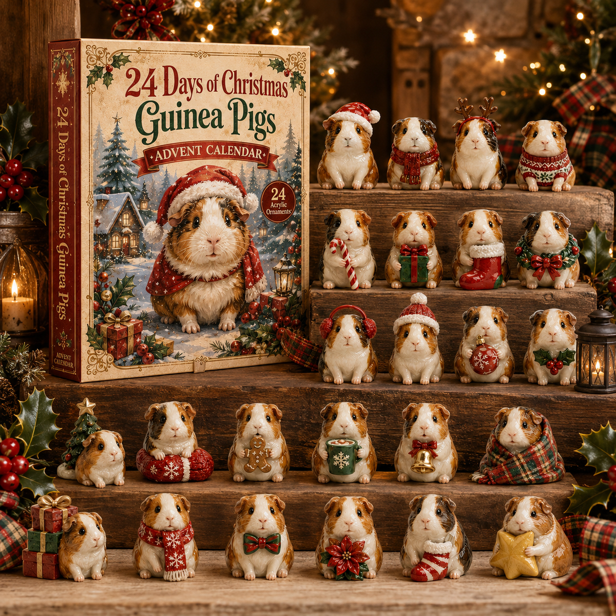 CHRISTMAS KICKOFF: 48%OFF - 2026 Guinea Pig Christmas Advent Calendar - 24 Days of Adorable Festive Surprises, Acrylic Ornaments Blind Box -Gift for Guinea Pig Lovers