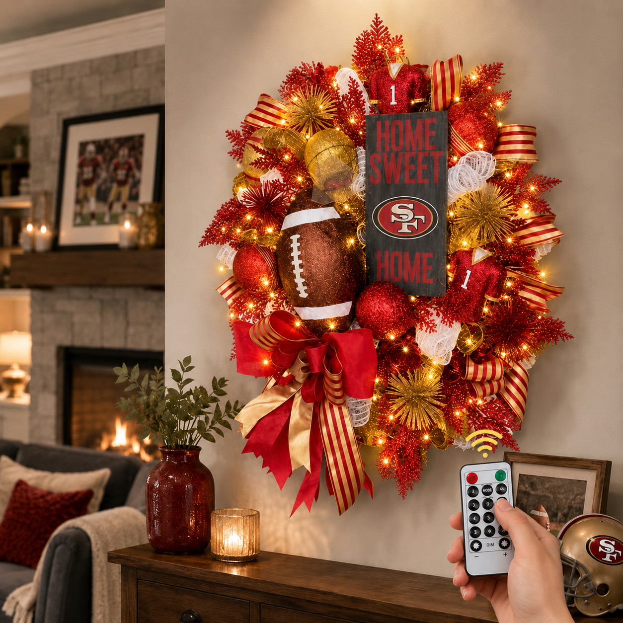 🏈Football Door Wreath – Perfect Decoration for Game Day, Tailgating & Football Season