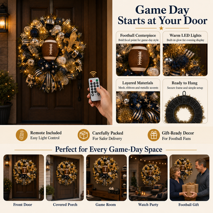🏈Football Door Wreath – Perfect Decoration for Game Day, Tailgating & Football Season