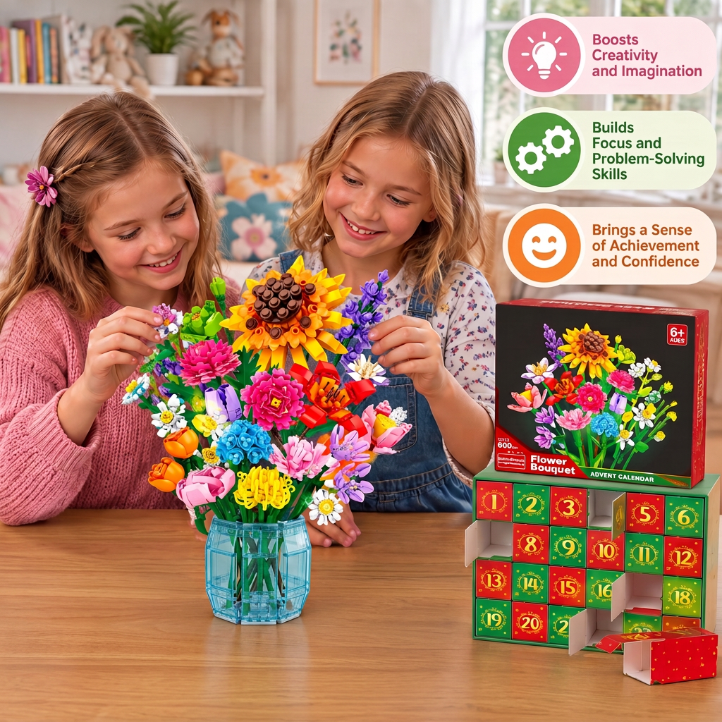 Christmas Building Block Flower Bouquet Advent Calendar