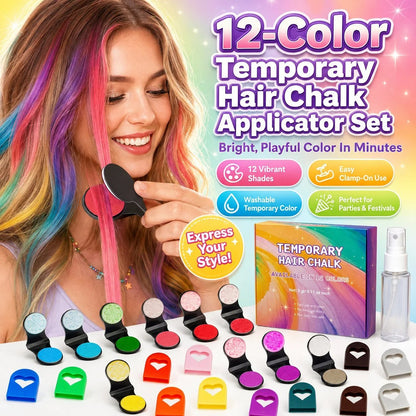 🎉 🌈12-Color Temporary Hair Chalk Applicator Set