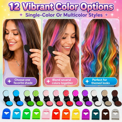 🎉 🌈12-Color Temporary Hair Chalk Applicator Set