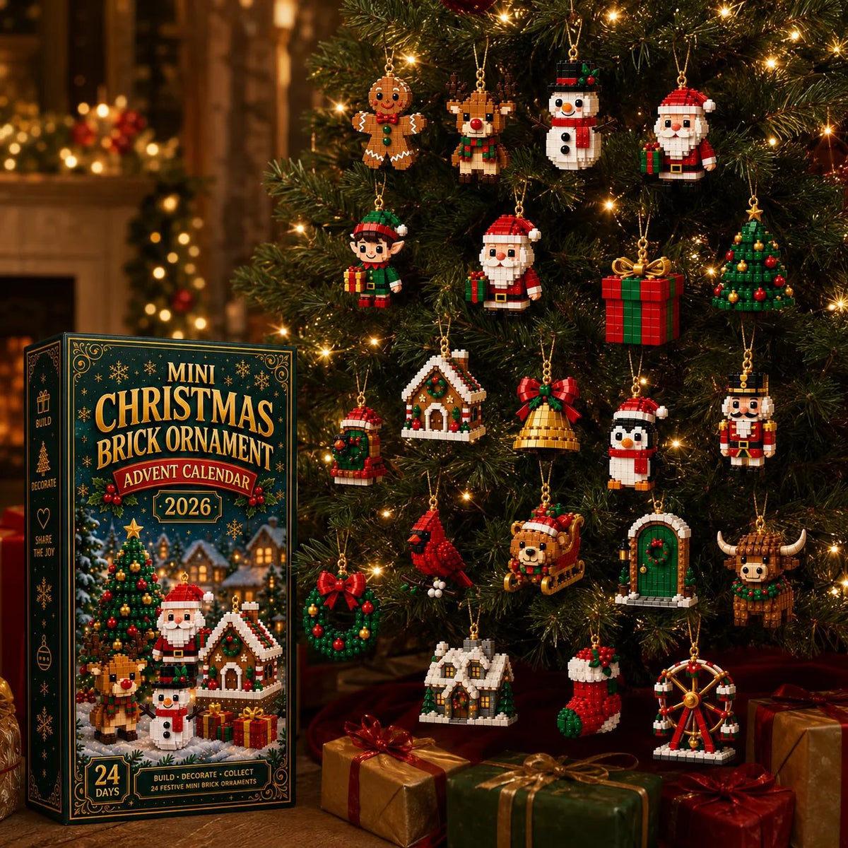 🎄🧱 Christmas Advent Calendar | 24 Mini Buildable Brick Ornaments