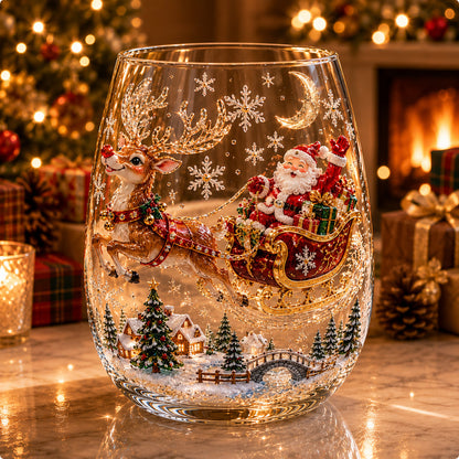 🎅 Magical Christmas 3D Glass Cup Collection – Santa, Reindeer, Snowman & Christmas Tree