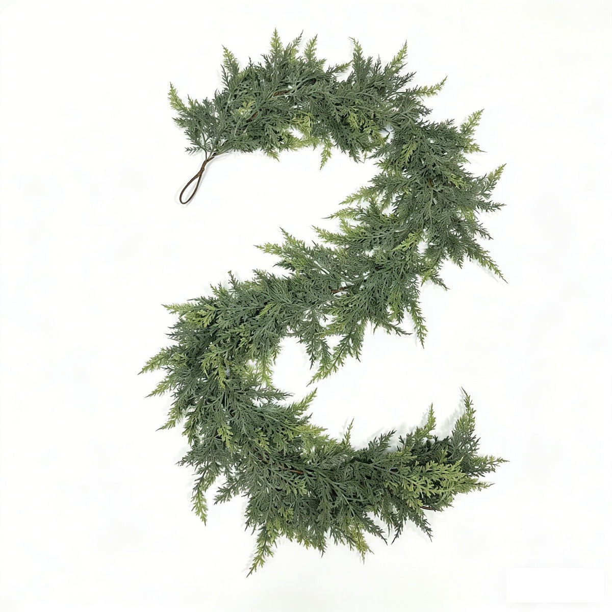 6 FT 2 Pcs Artificial Cedar Garlands, Real Touch Winter Cedar Garland, Green Artificial Greenery Pine Garland for Table, Mantle, Wall, Indoor, Outdoor Christmas Decorations
