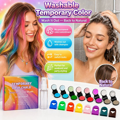 🎉 🌈12-Color Temporary Hair Chalk Applicator Set