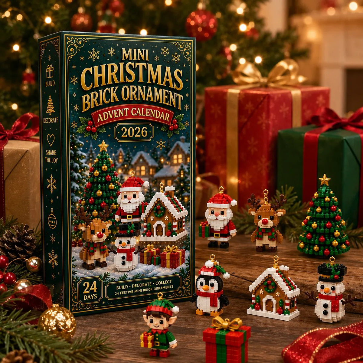 🎄🧱 Christmas Advent Calendar | 24 Mini Buildable Brick Ornaments