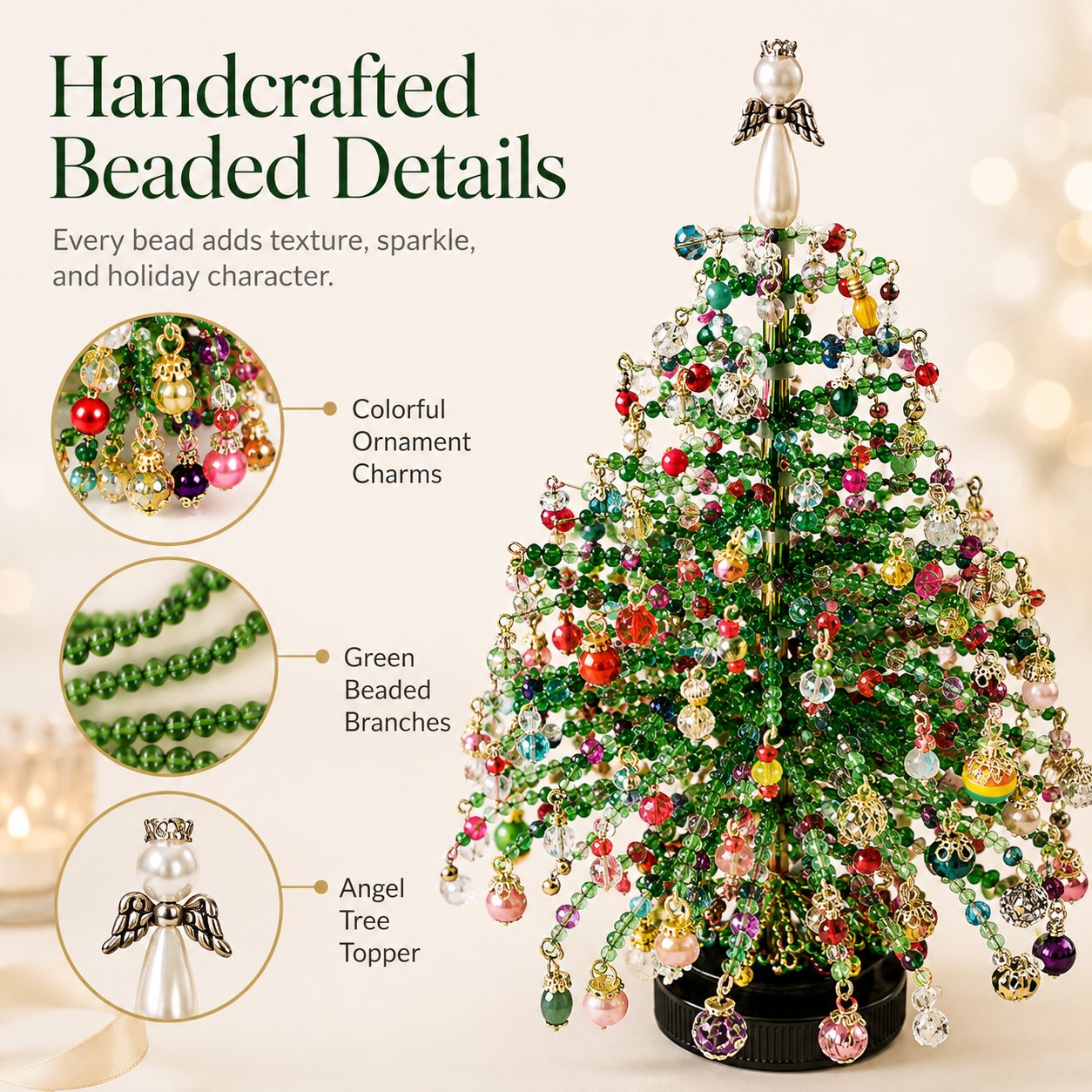 🎄 DIY Beaded Christmas Tree Kit – 🎅Create Your Own Sparkling Holiday Decoration