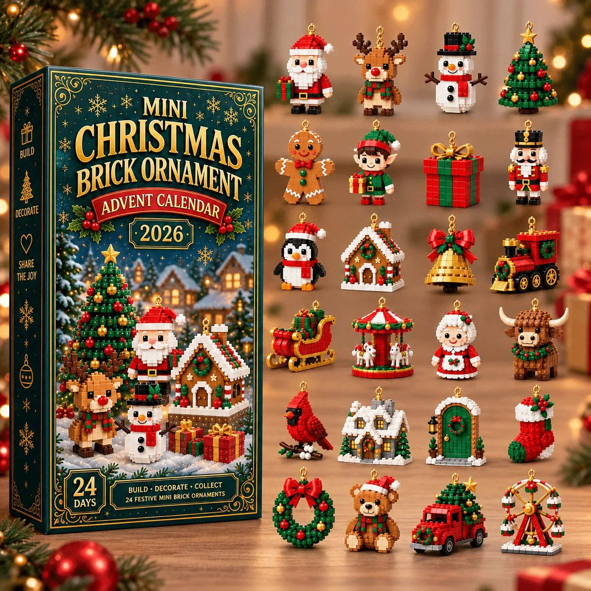 🎄🧱 Christmas Advent Calendar | 24 Mini Buildable Brick Ornaments