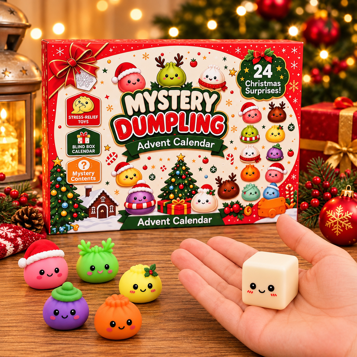 24 Day Christmas Themed Squishy Dumpling Toy Countdown Advent Calendar Set